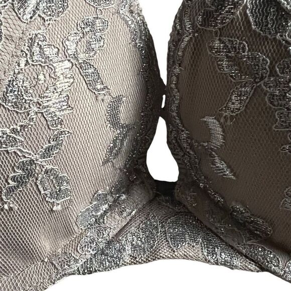 victoria’s Secret Lace Silver Push Up Shine Crystal Bra 34D - Picture 8 of 16